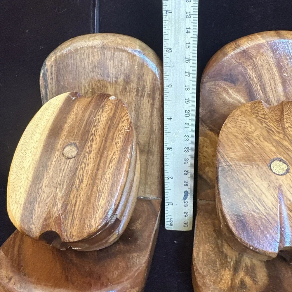 Vintage Book Ends Maritime Nautical Wood Pulley